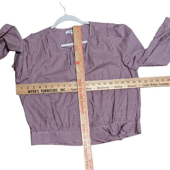 Madewell cropped Wrap Top in red white Gingham Check L - Picture 3 of 8